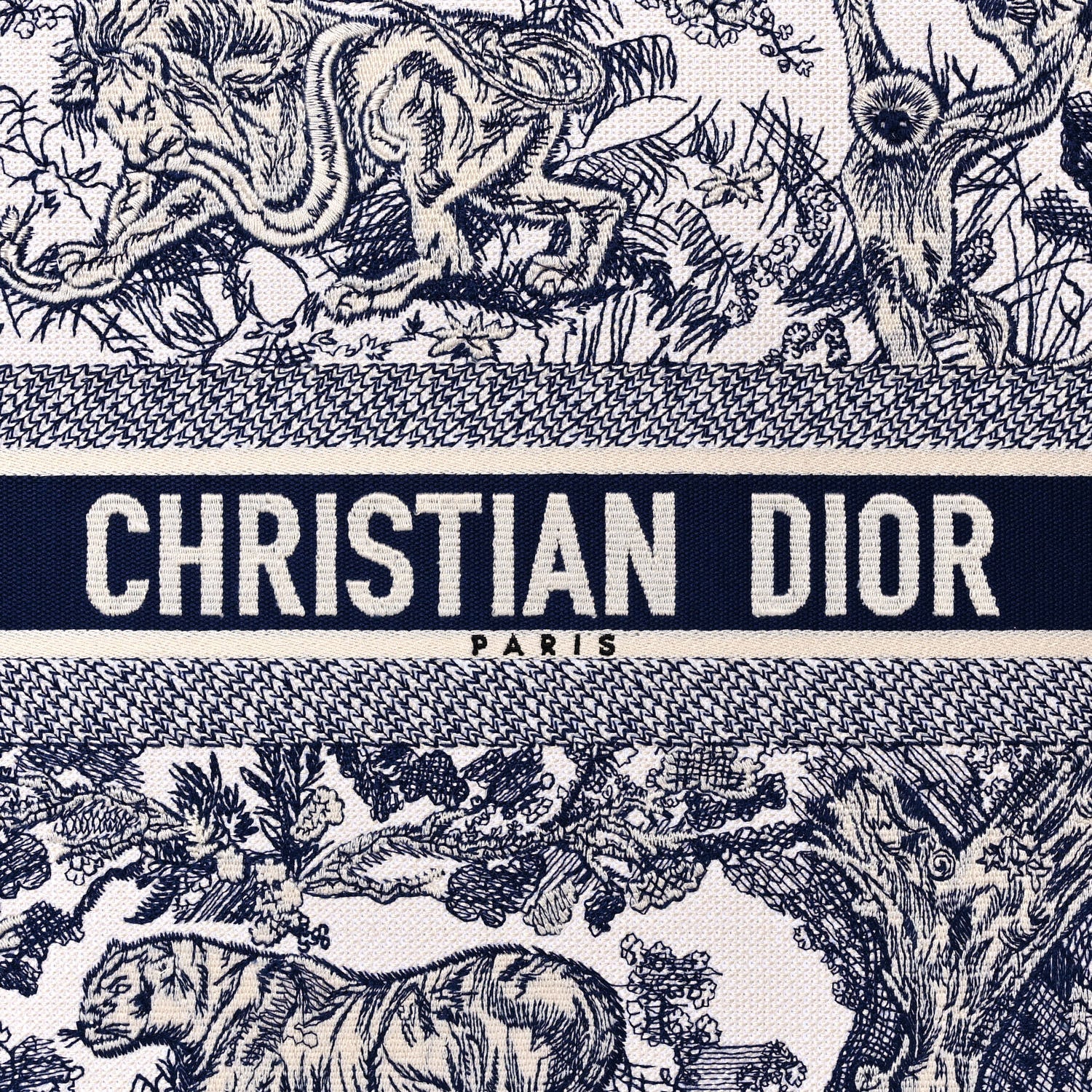 Christian Dior Canvas Embroidered Large Dioriviera Toile De Jouy Book Tote Blue 12 of 13