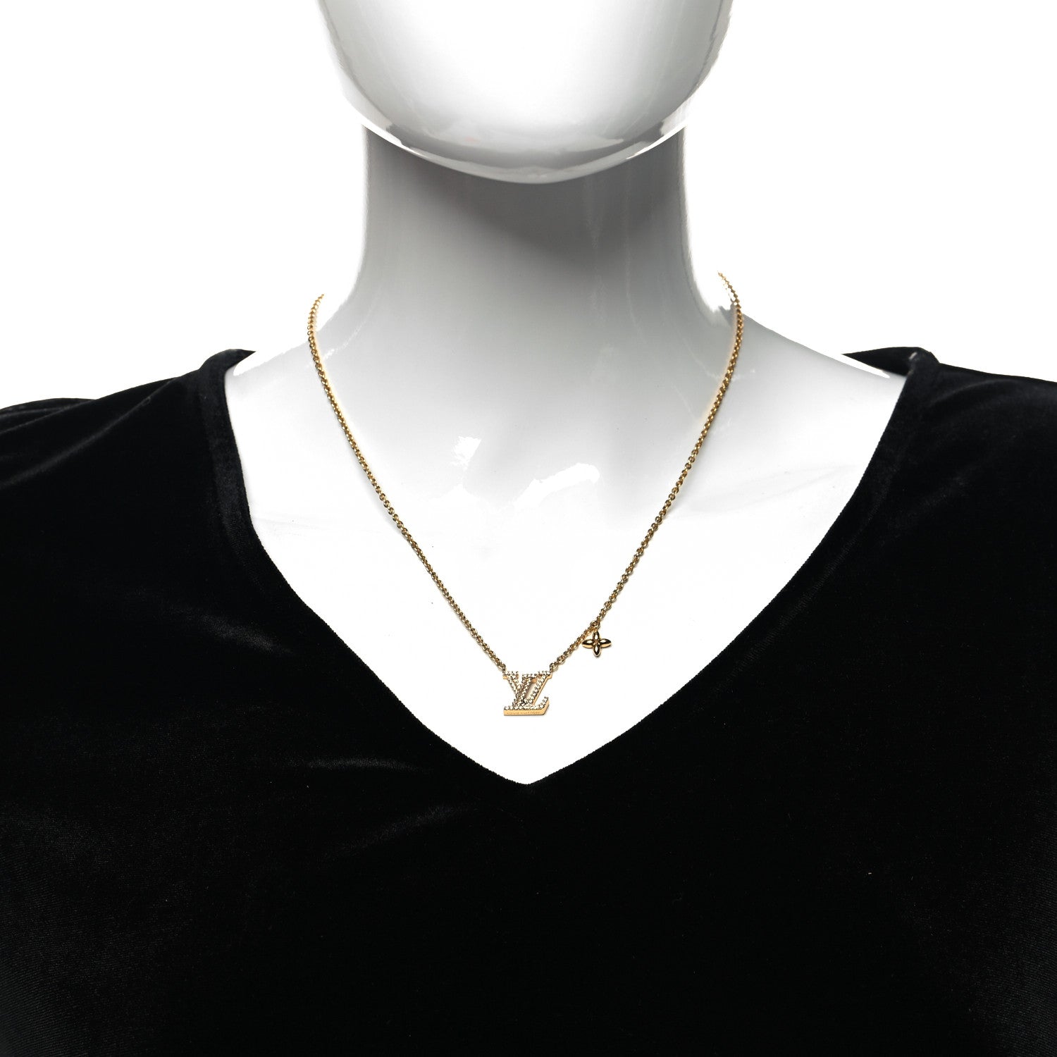 Louis Vuitton Metal Crystal LV Iconic Necklace Gold 2 of 6