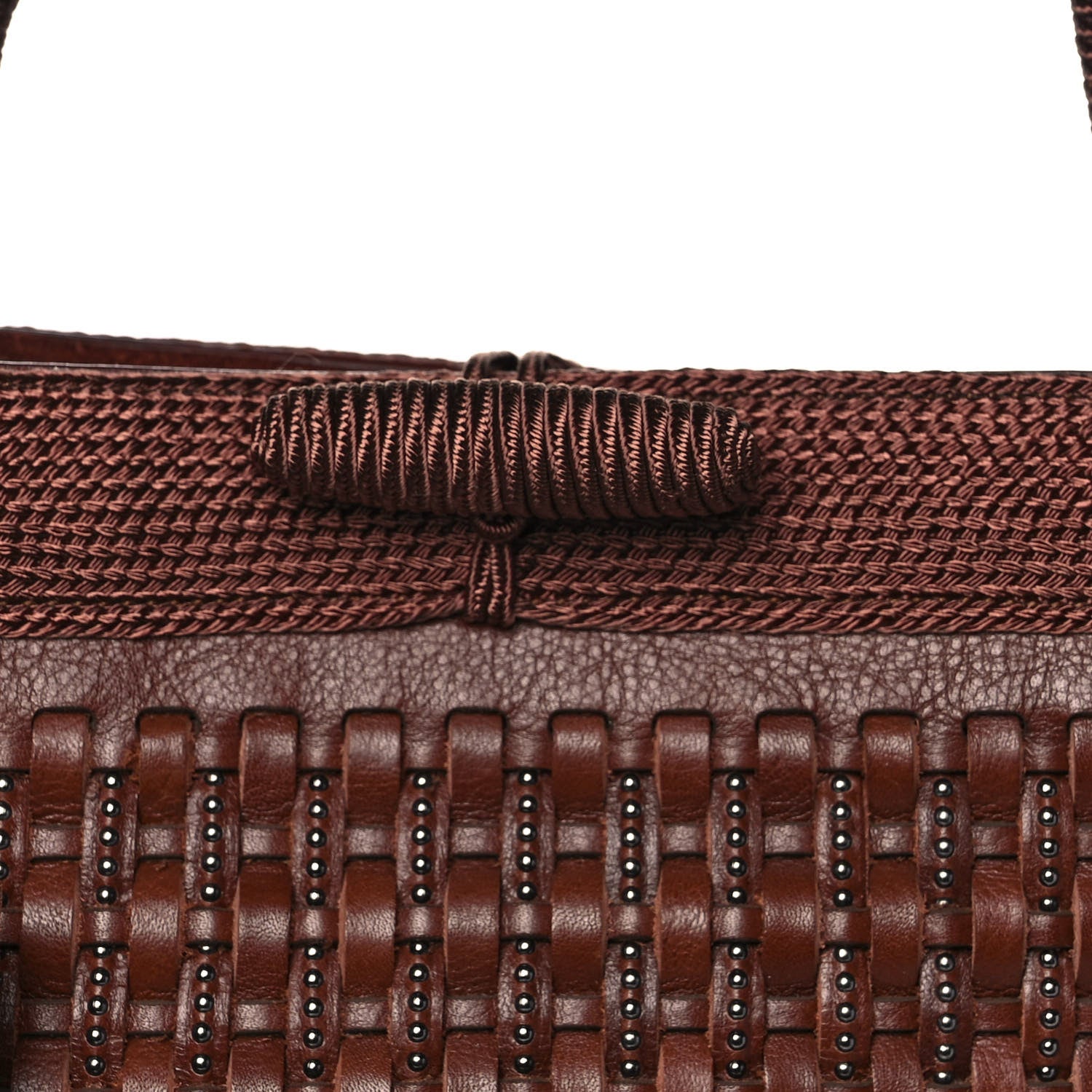 Saint Laurent Calfskin Woven Patti Tote Brown 10 of 10