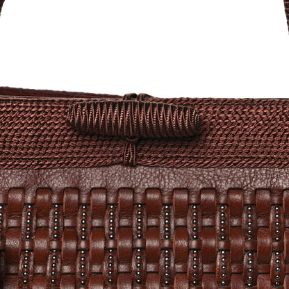 Saint Laurent Calfskin Woven Patti Tote Brown 10 of 10