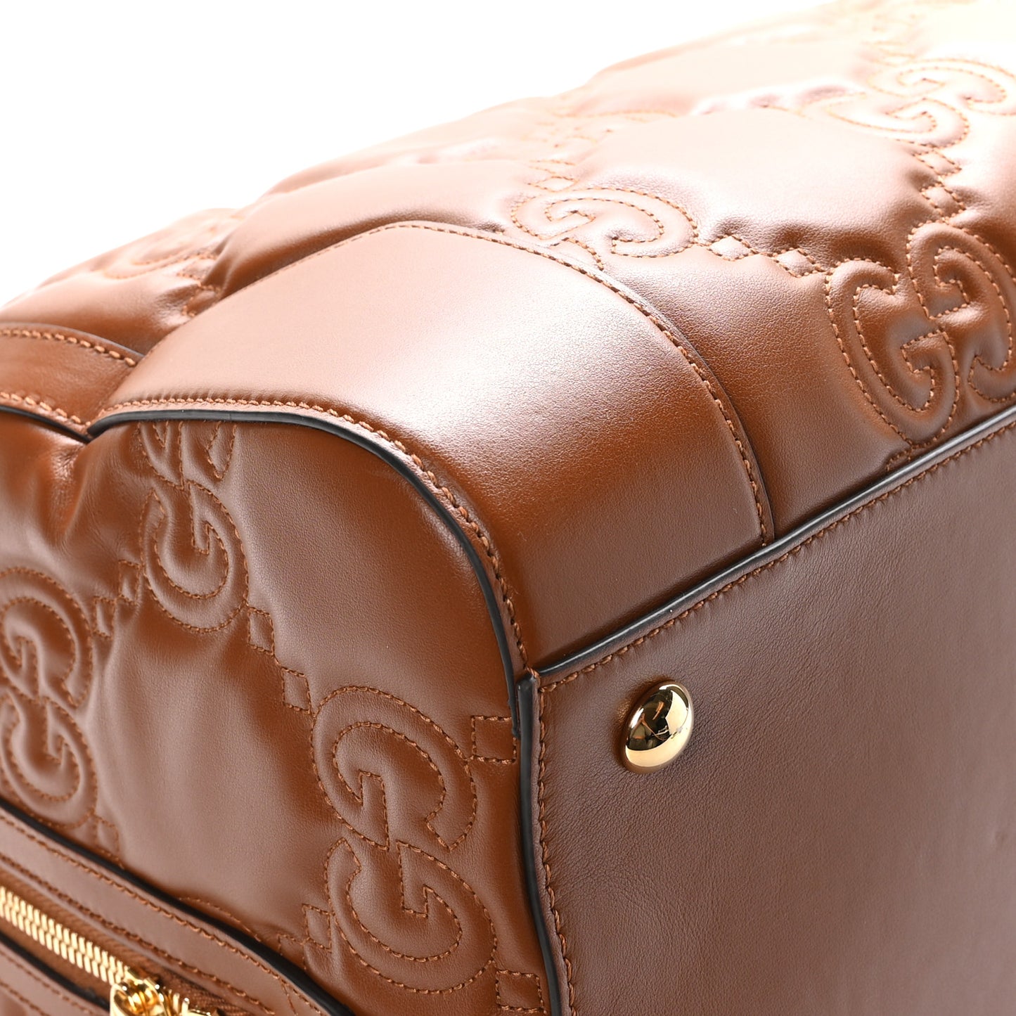 Calfskin GG Matelasse Medium Duffle Bag Peanut Brown