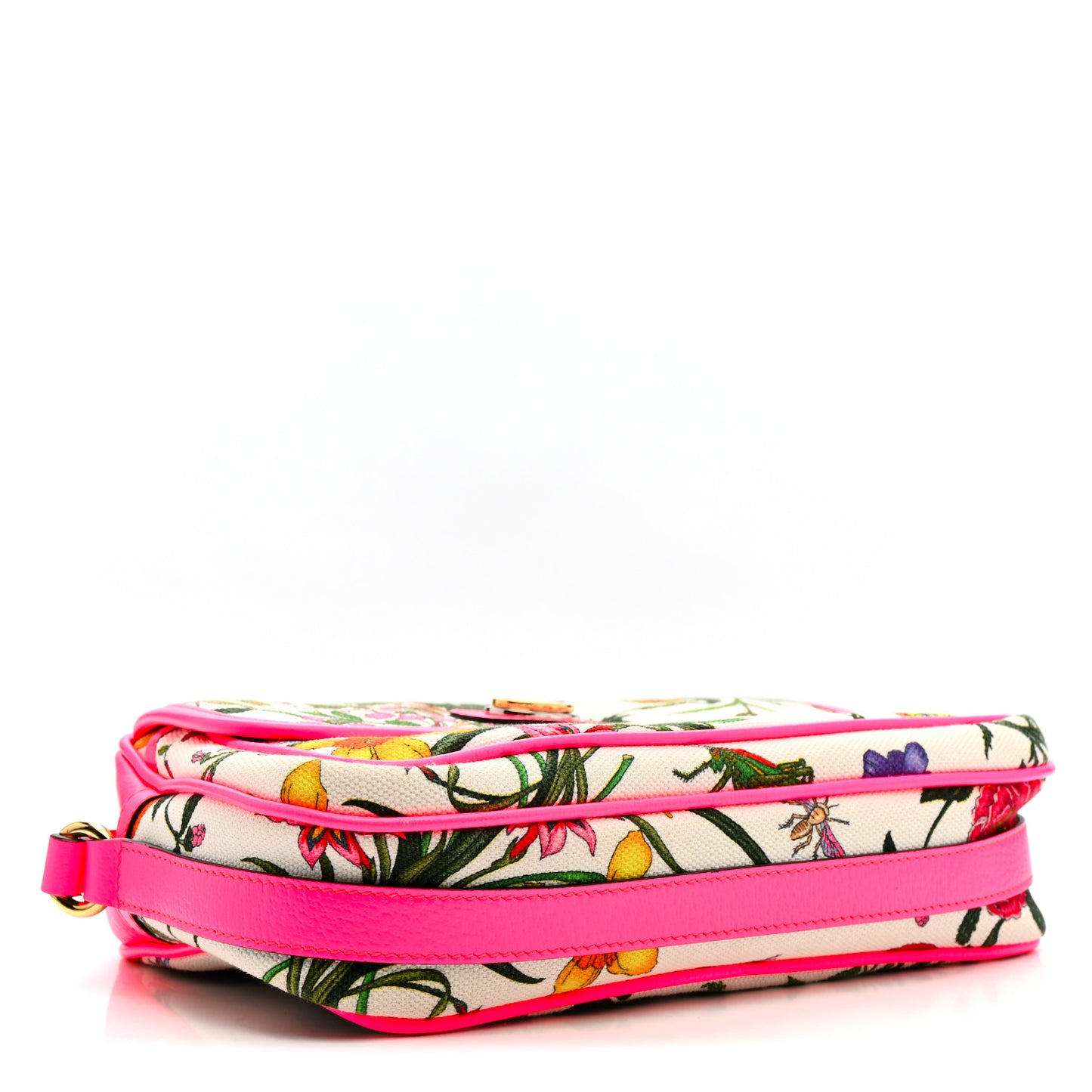 Canvas Flora Floral Shoulder Bag White Fuchsia Fluo