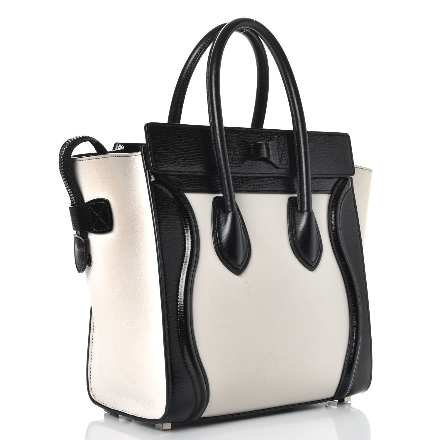 Celine Sleek Calfskin Micro Bi-Color Luggage Black White 3 of 12