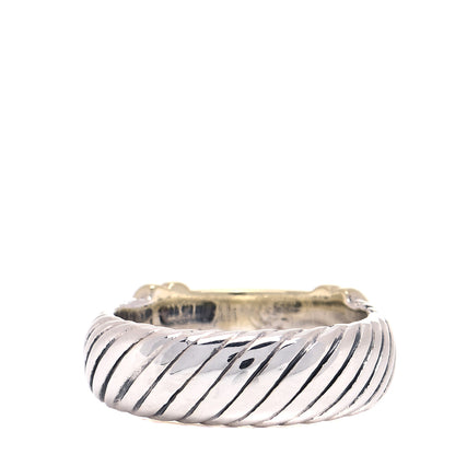 David Yurman Sterling Silver 18K Yellow Gold Diamond 8mm Metro Cable Ring 49 5 3 of 4