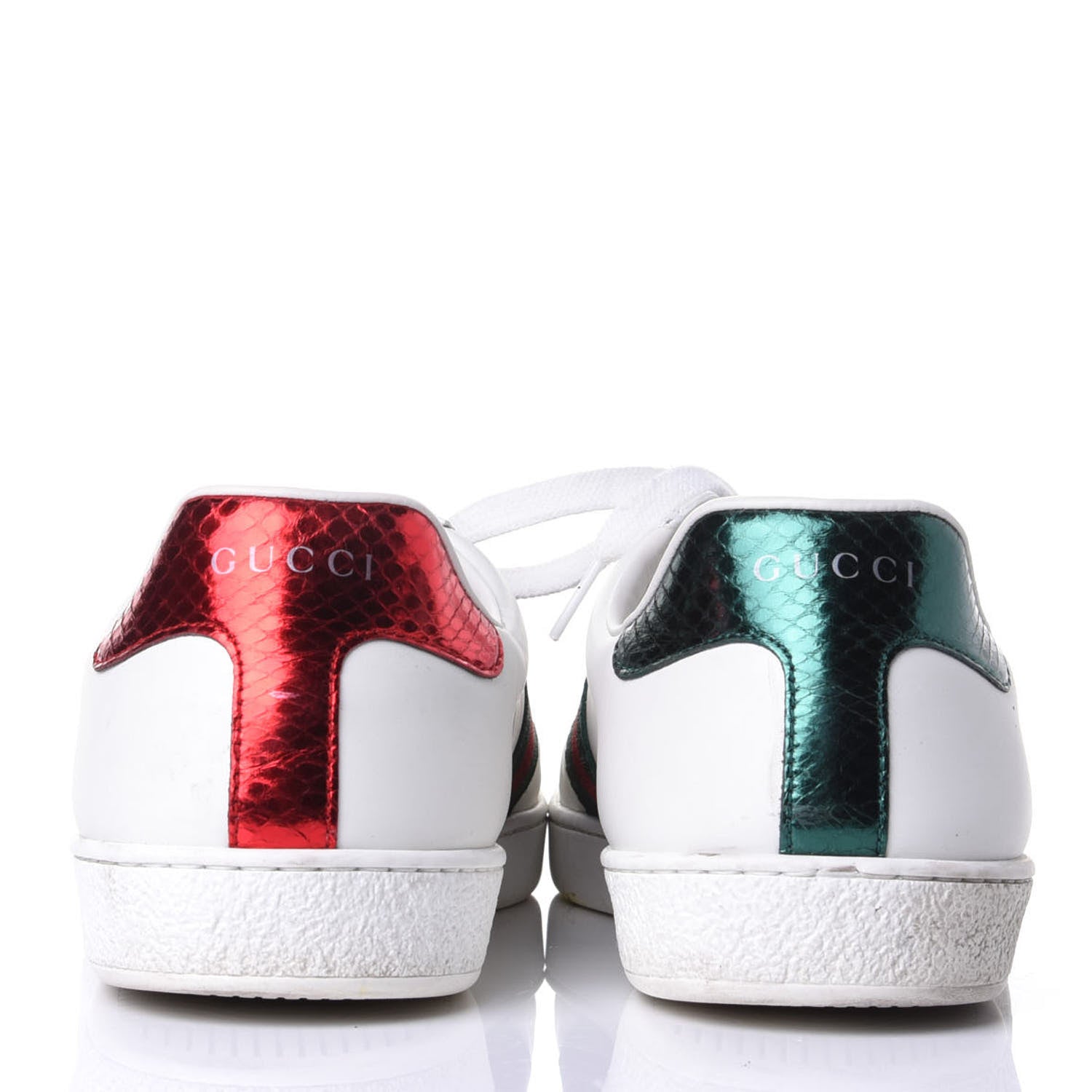 Gucci Calfskin Ayers Web Tiger Embroidered Mens Ace Sneakers 8 White Green Red 6 of 10