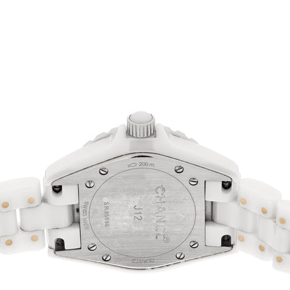 Chanel Stainless Steel Ceramic Diamond Pave Bezel 33mm J12 Quartz Watch White 4 of 5