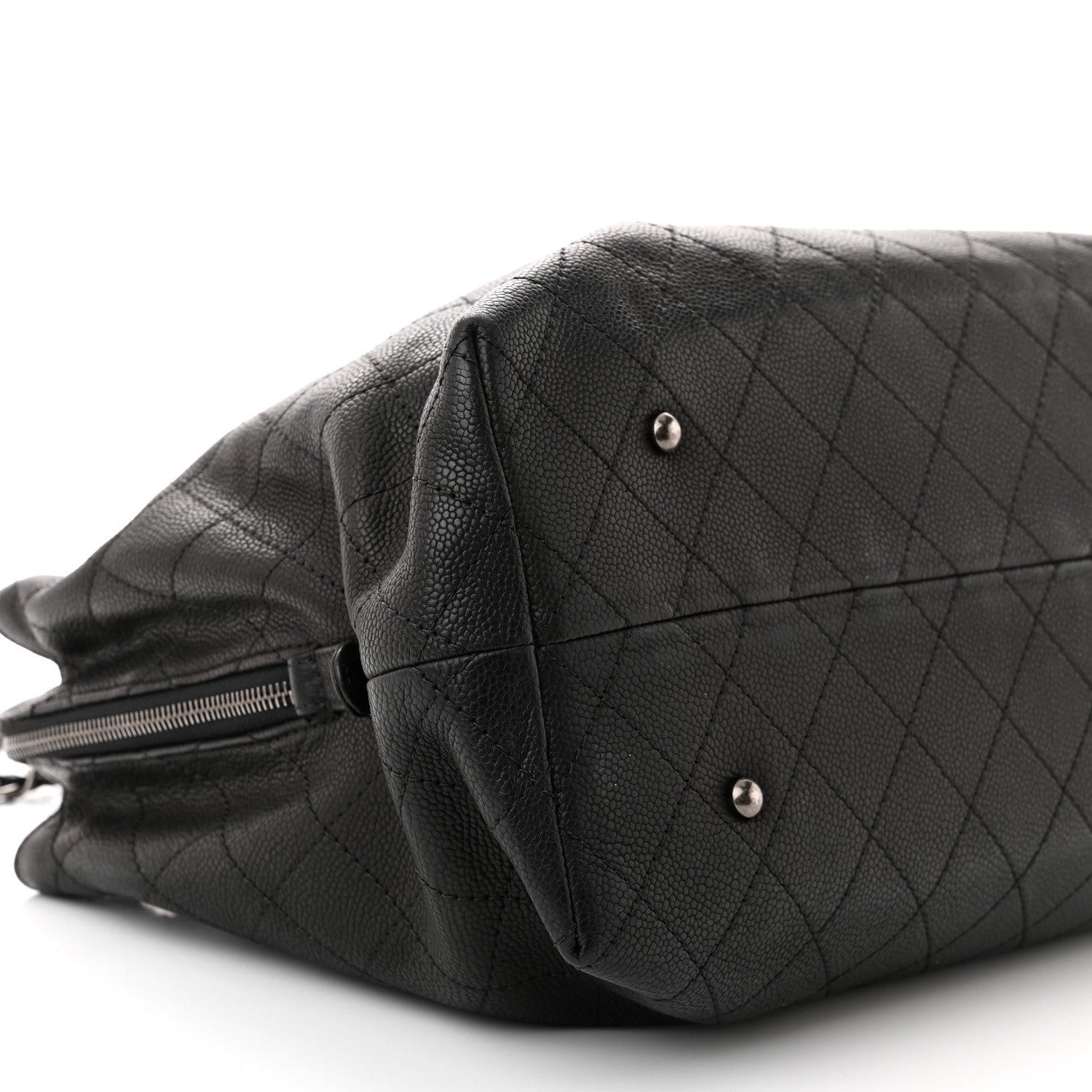 Chanel Grained Vegetal Calfskin Stitched Shopping Tote Black 9 of 10