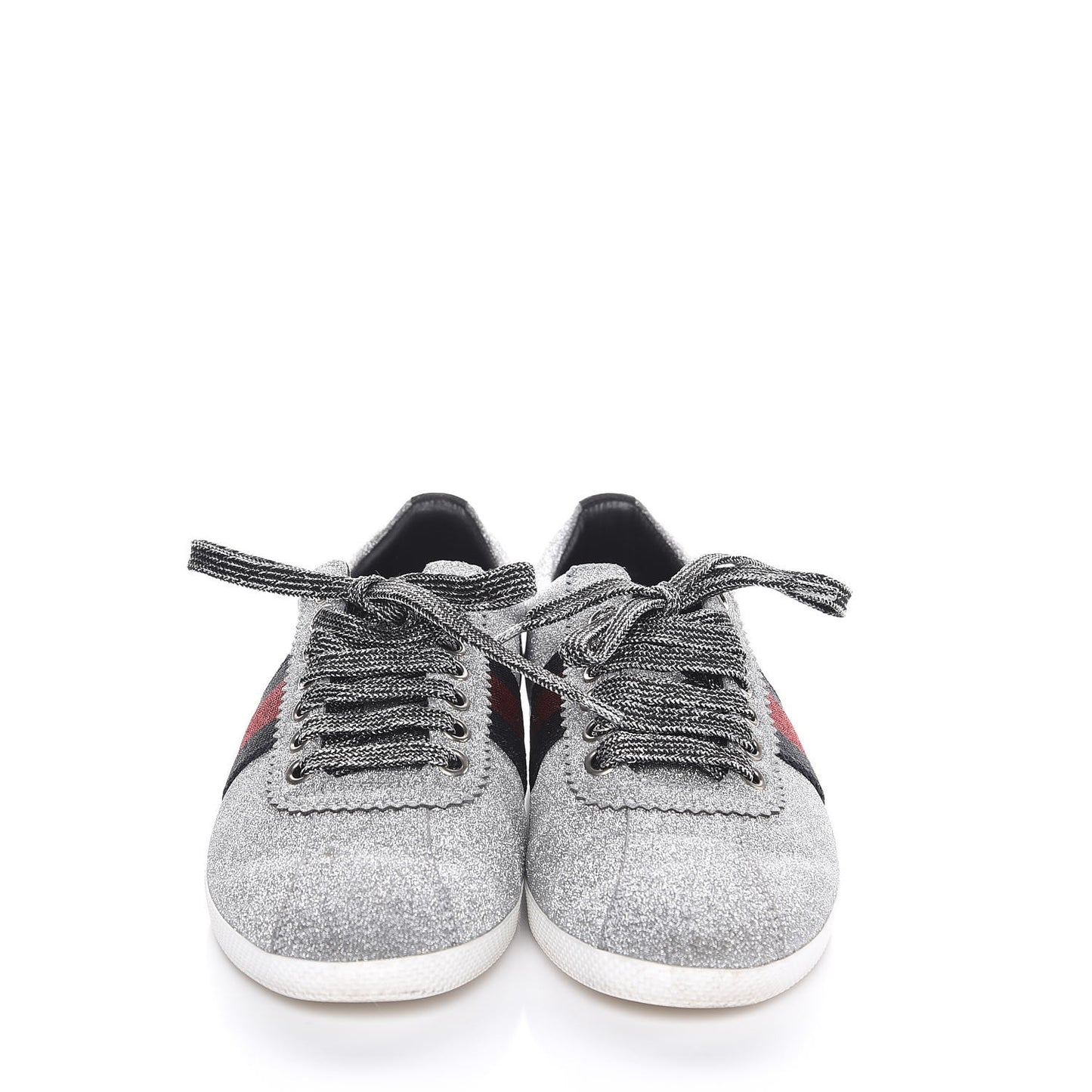 Glitter Fabric Studded Web Sneakers 36.5 Silver