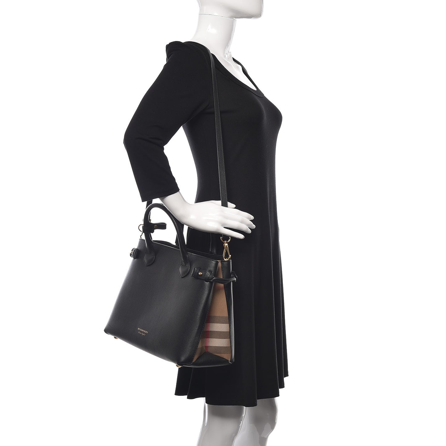 Derby Calfskin Vintage Check Medium Banner Tote Black