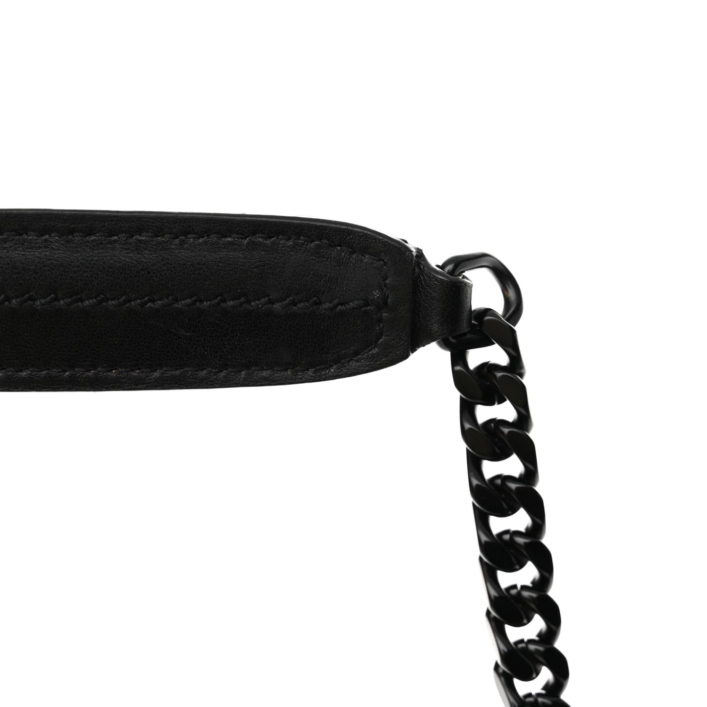 Lambskin Quilted Monogram Monochrome Medium Loulou Puffer Chain Satchel Black