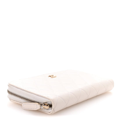 Chanel Caviar Quilted Large Gusset Zip Around Wallet White 4 of 9