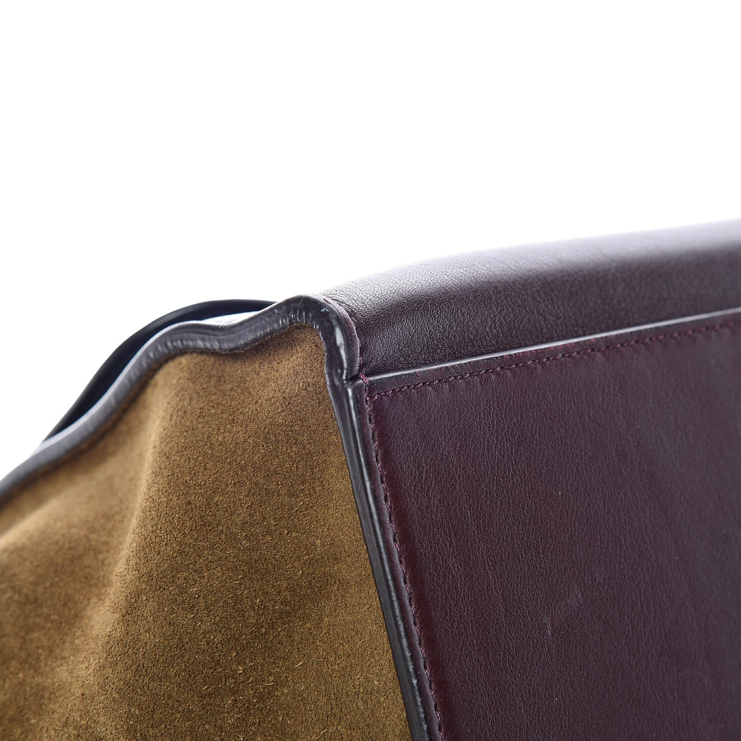 Smooth Calfskin Suede Medium Tri-Color Trapeze Burgundy