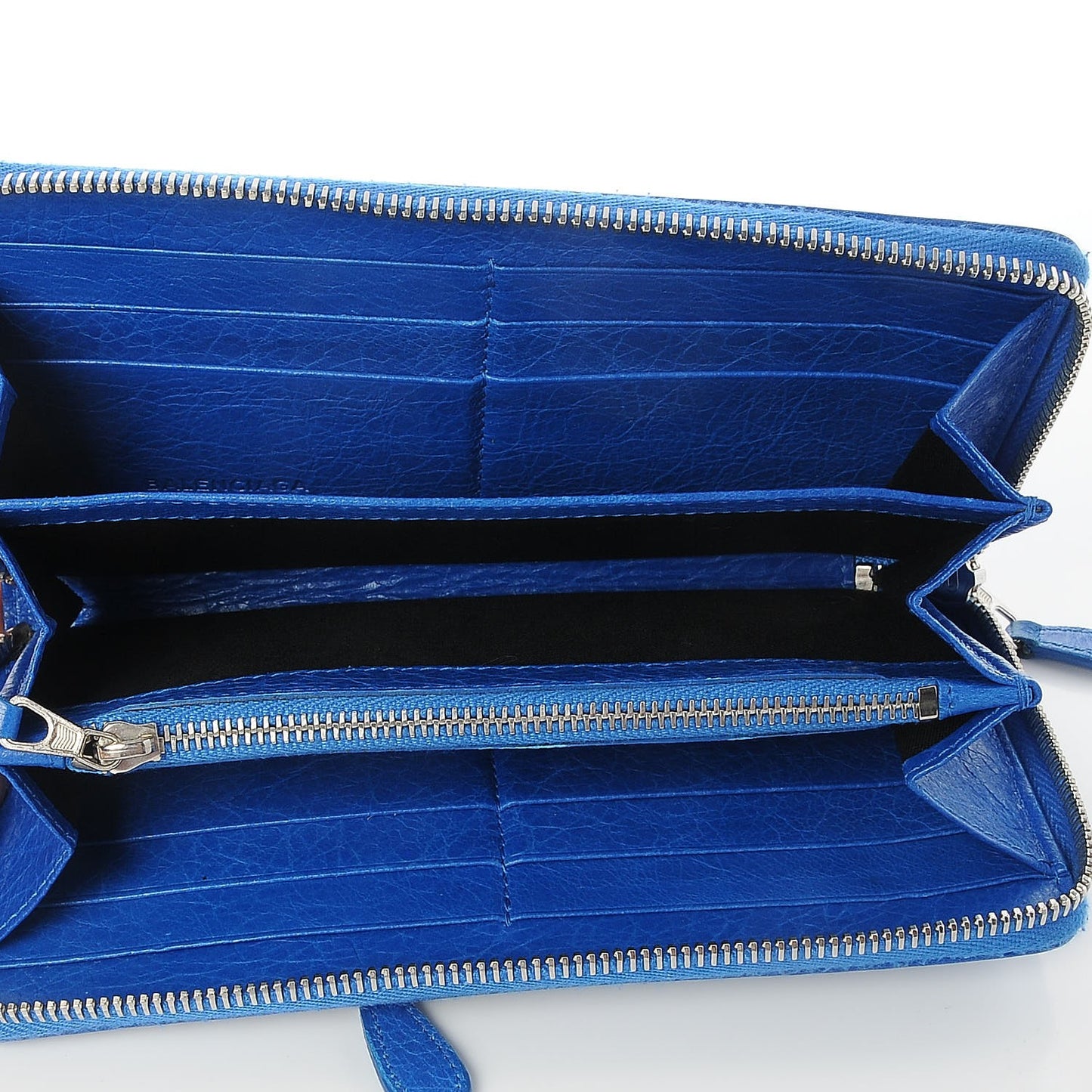 Agneau Giant 12 Silver Hardware Continental Zip Around Wallet Bleu Lazuli