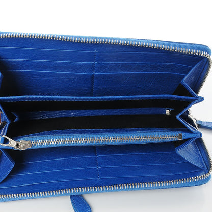Balenciaga Agneau Giant 12 Silver Hardware Continental Zip Around Wallet Bleu Lazuli 5 of 8