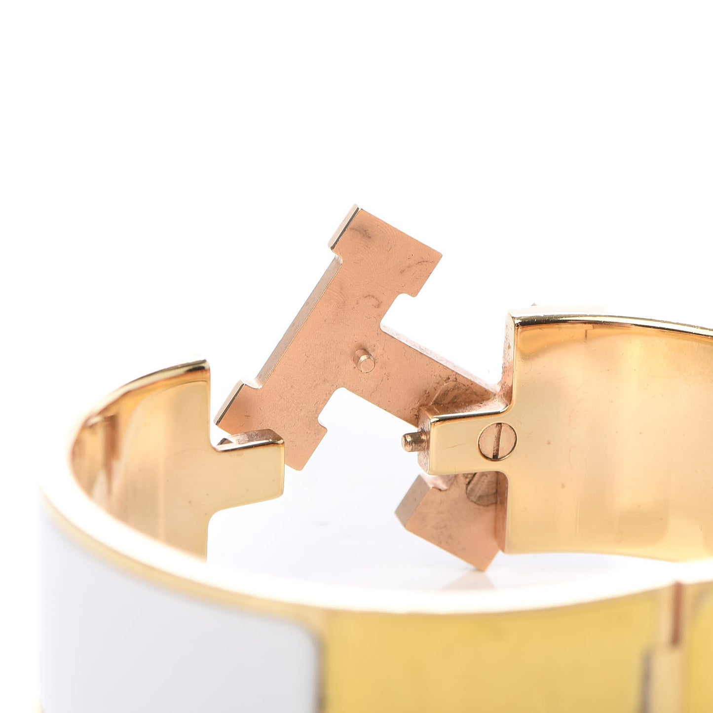 Enamel Wide Clic Clac H Bracelet GM White