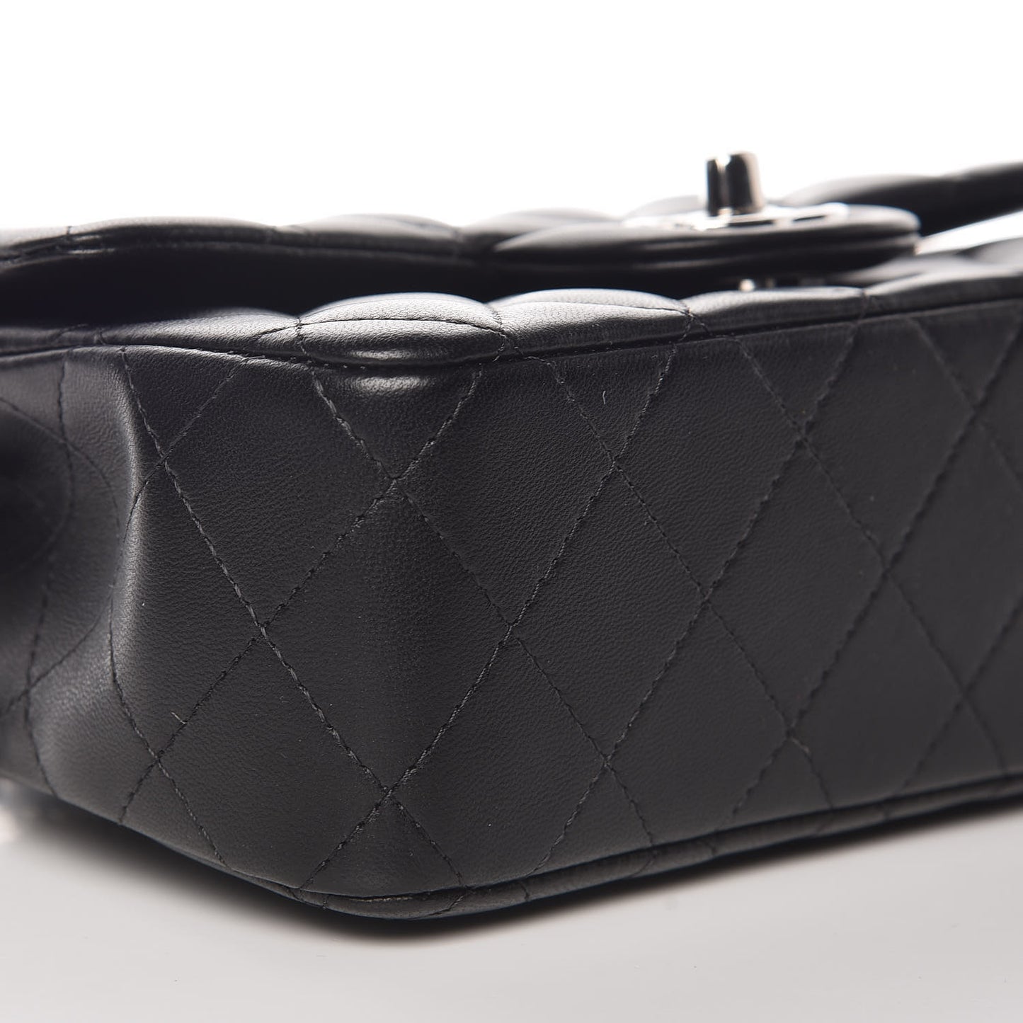 Lambskin Quilted Mini Rectangular Flap Black