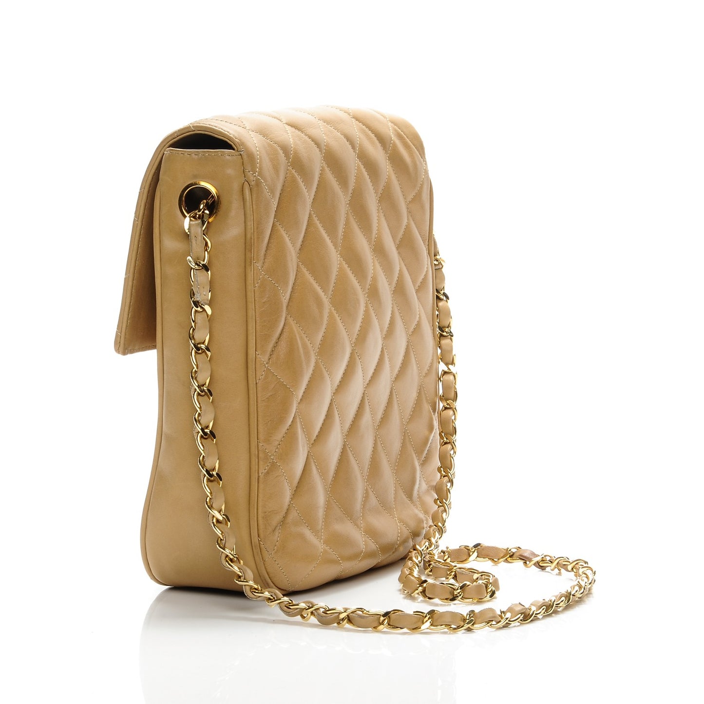 Lambskin Flap Shoulder Bag Beige