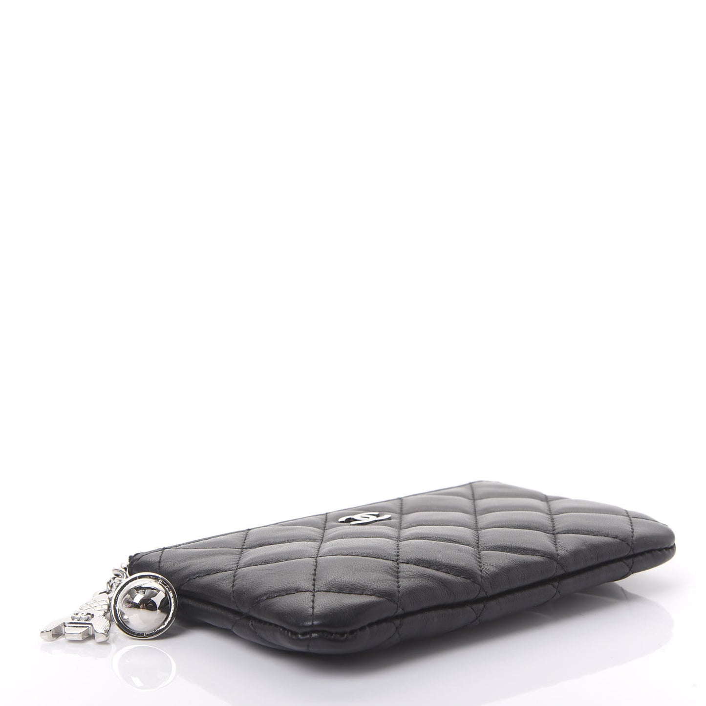 Lambskin Quilted Small Cosmo Cosmetic Case Black
