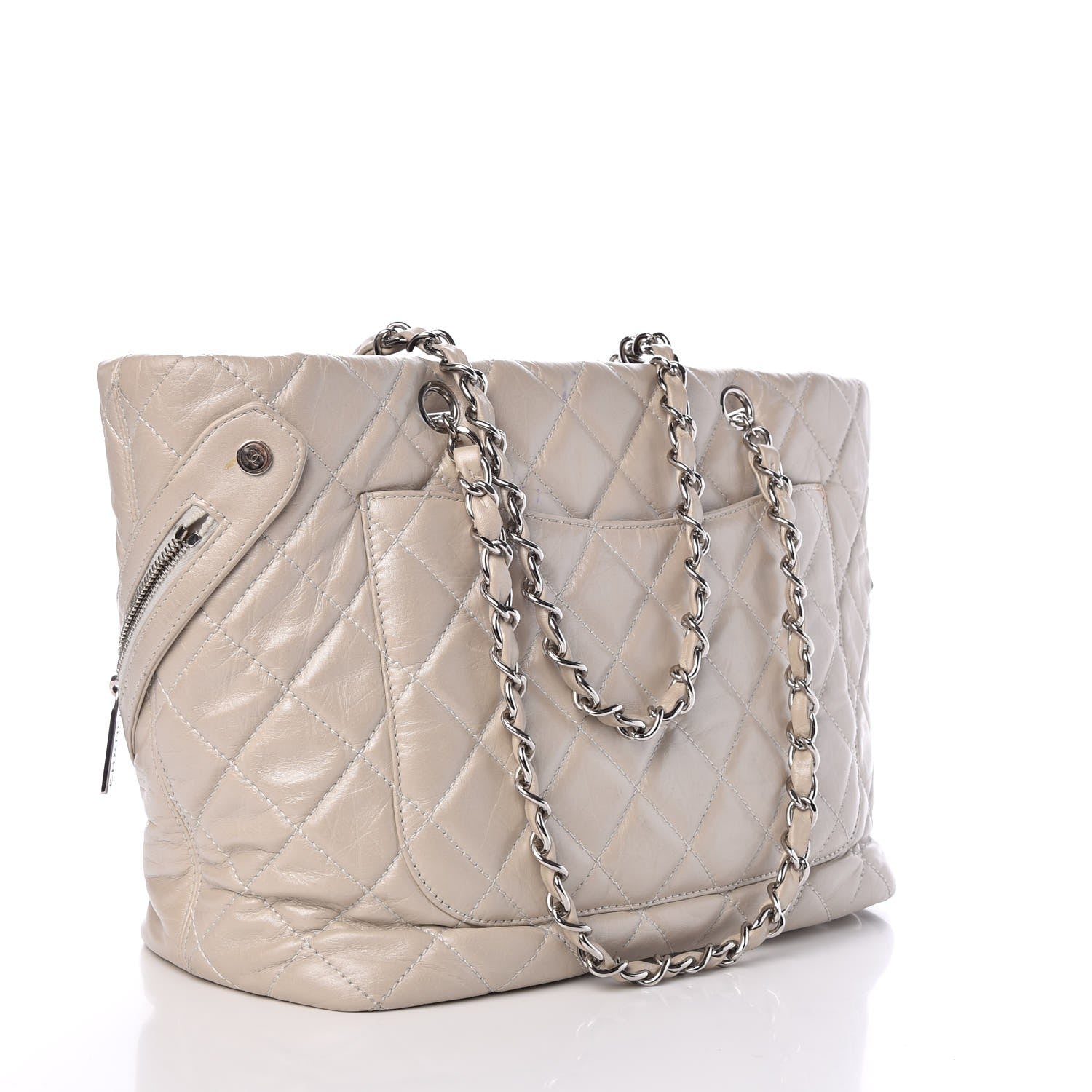 Chanel Aged Calfskin Quilted Large Cotton Club Tote Pearl 3 of 8