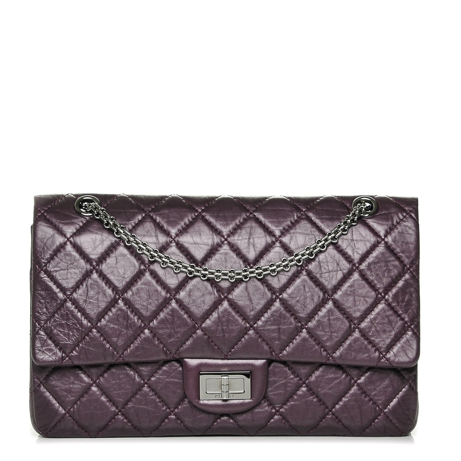 Chanel Metallic Calfskin Quilted 2.55 Reissue 227 Flap Plum 1 of 7