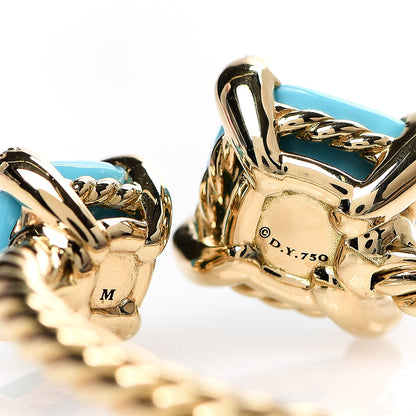 David Yurman 18K Yellow Gold Diamond Turquoise Chatelaine Bypass Ring 50 5.5 4 of 4