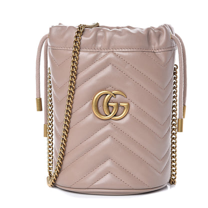 Gucci Calfskin Matelasse Mini GG Marmont 2.0 Bucket Bag Porcelain Rose 1 of 9