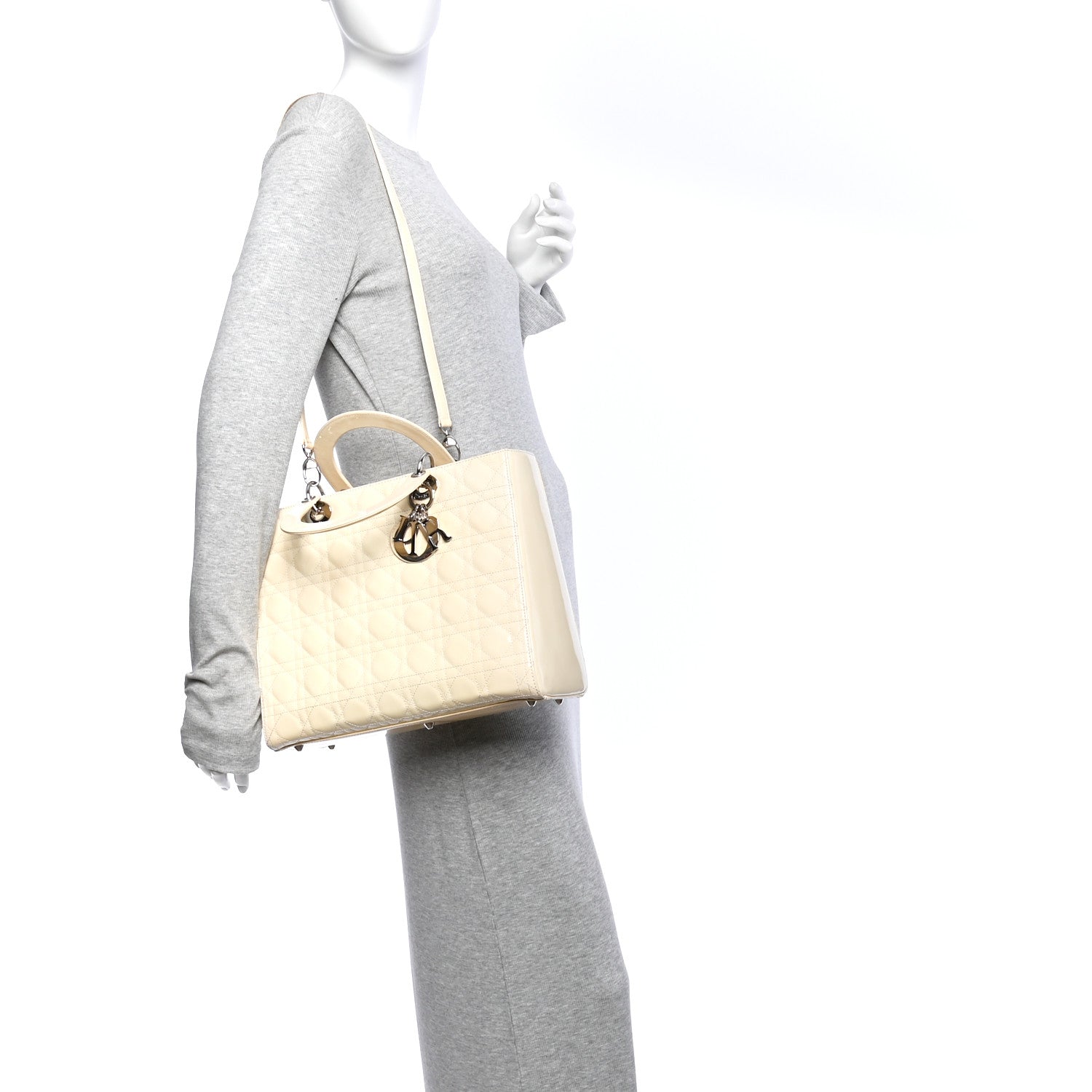 Christian Dior Patent Cannage Large Lady Dior White 2 of 11
