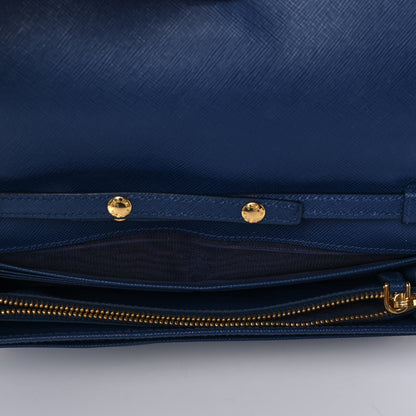 Prada Saffiano Metal Oro Chain Wallet Bleuette 5 of 11