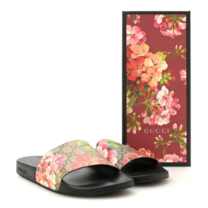 Gucci GG Supreme Monogram Blooms Slide Sandals 40 Beige Multicolor 10 of 10
