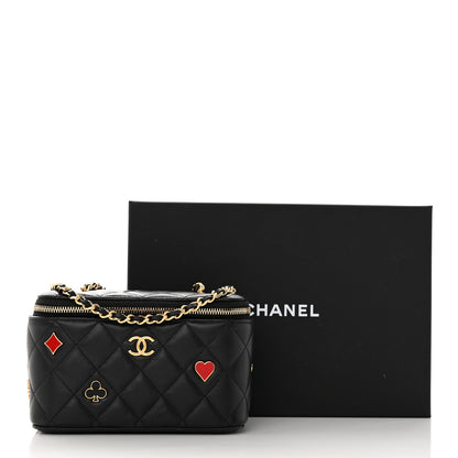 Chanel Lambskin Quilted Enamel Coco Casino Small Vanity Case With Chain Black 14 of 14