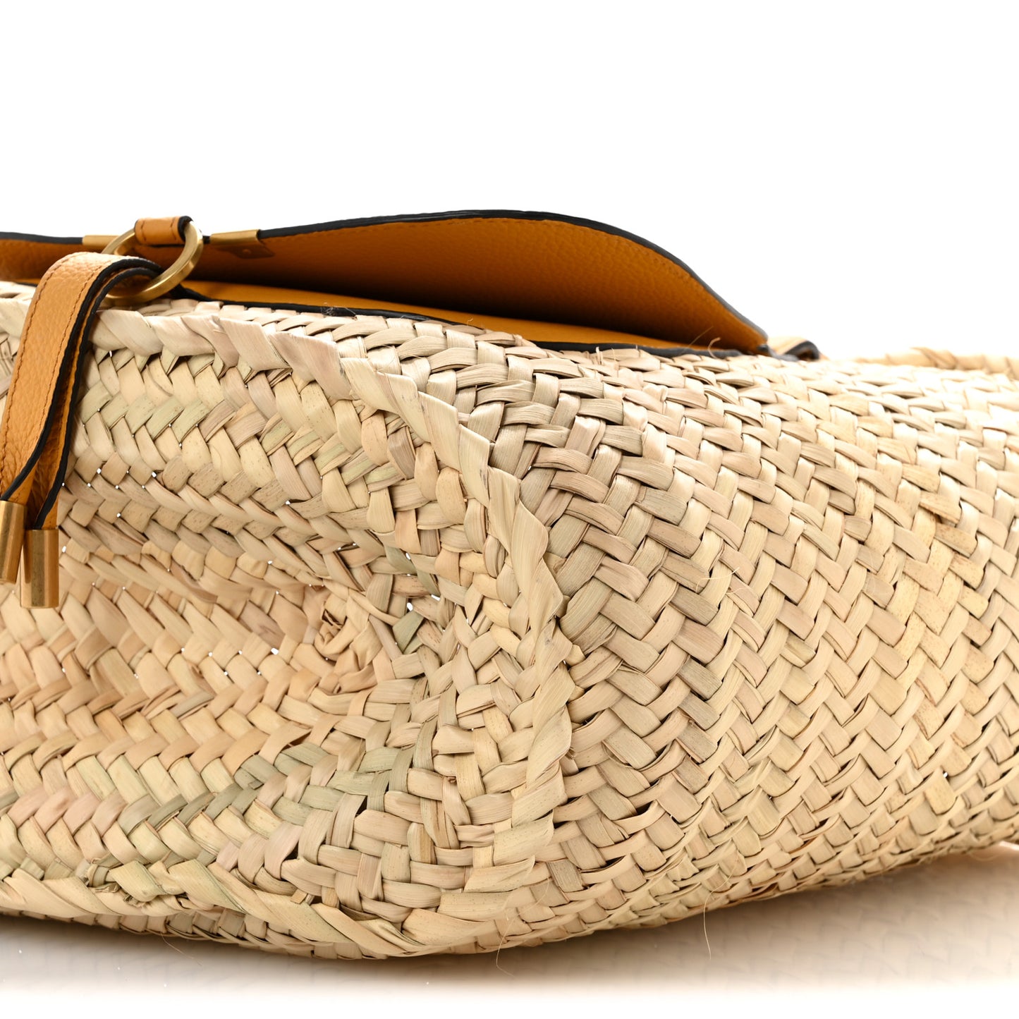 Raffia Small Grain Calfskin Medium Marcie Basket Yellow