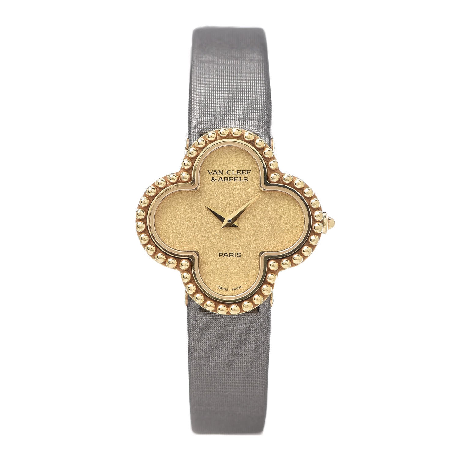 Van Cleef & Arpels 18K Yellow Gold Satin 26mm Alhambra Quartz Watch Gold 1 of 6