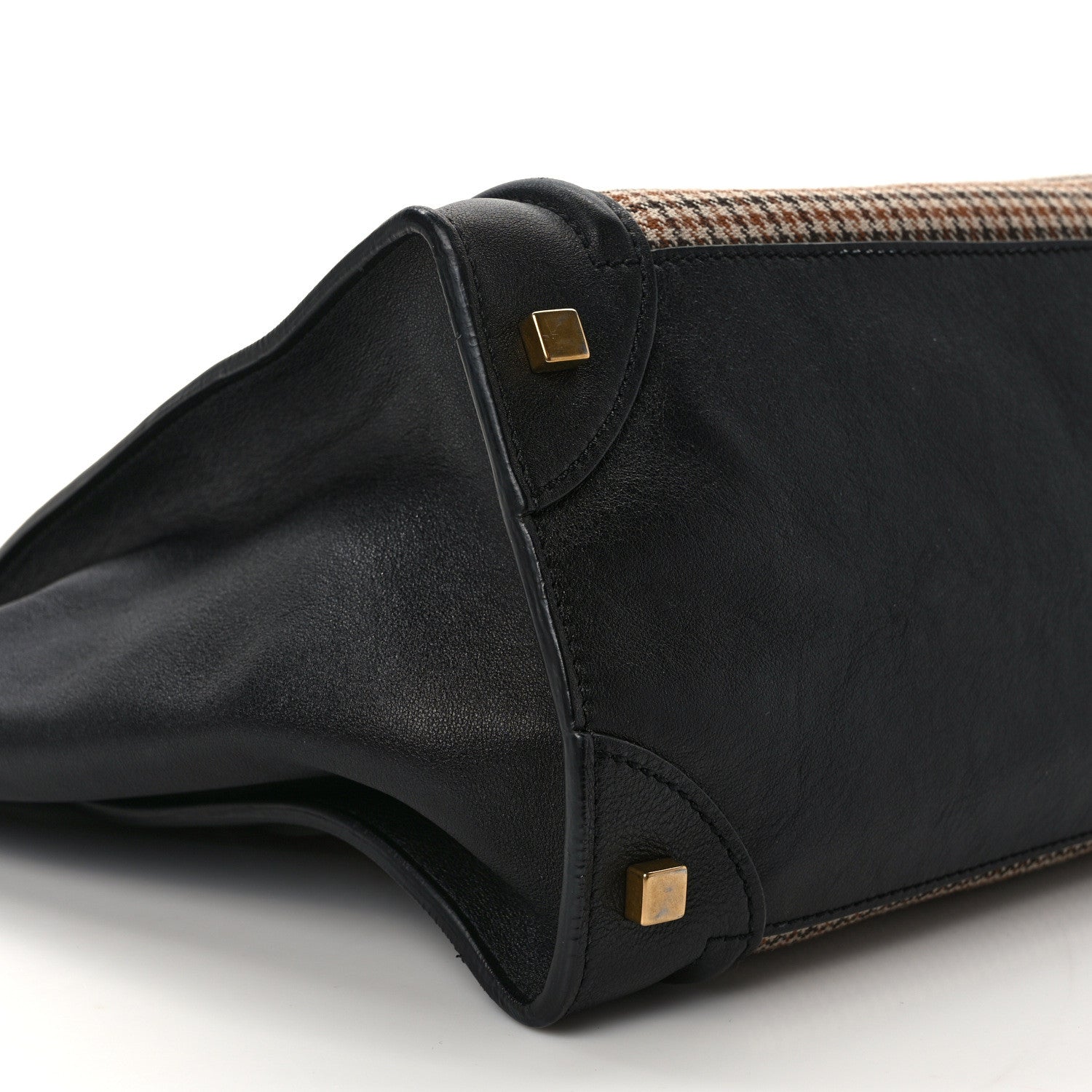Celine Twill Smooth Calfskin Houndstooth Mini Luggage Dune Black 9 of 12