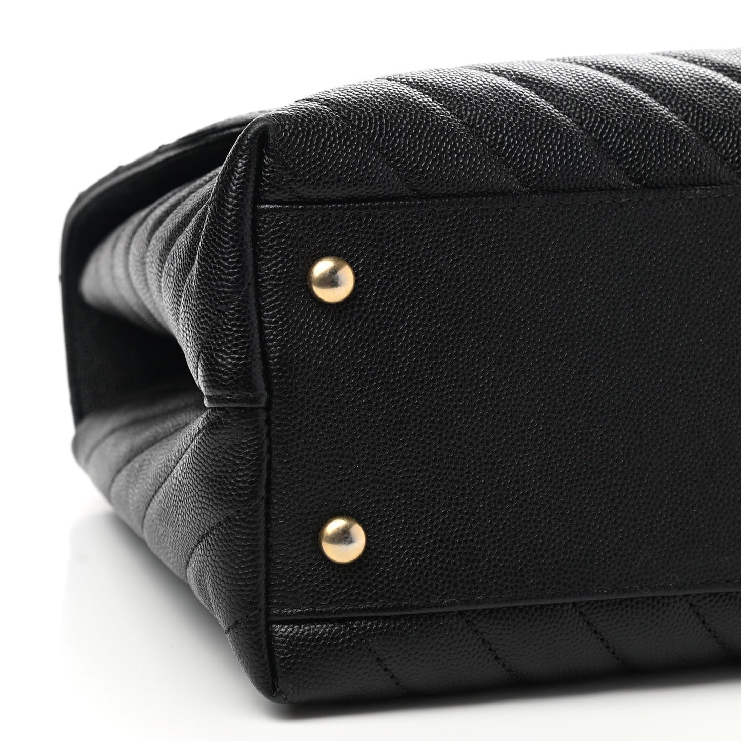 Caviar Chevron Quilted Medium Coco Handle Flap Black