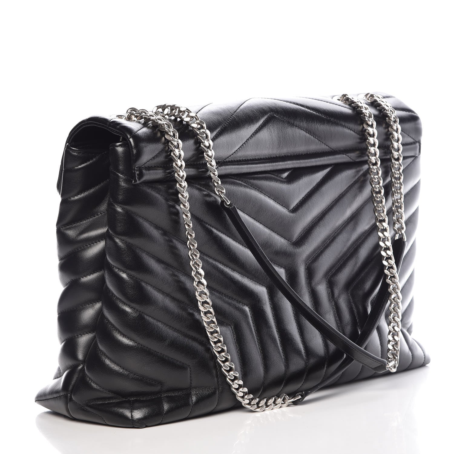 Saint Laurent Calfskin Y Quilted Monogram Large Loulou Chain Satchel Black 3 of 11