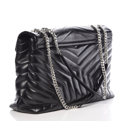 Saint Laurent Calfskin Y Quilted Monogram Large Loulou Chain Satchel Black 3 of 11