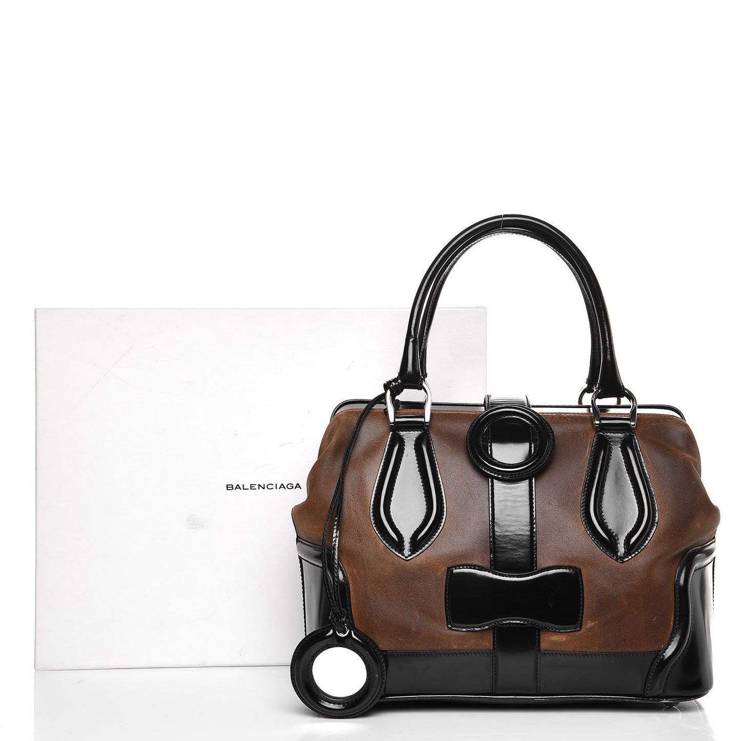 Calfskin Suede Frame Bag Brown Black