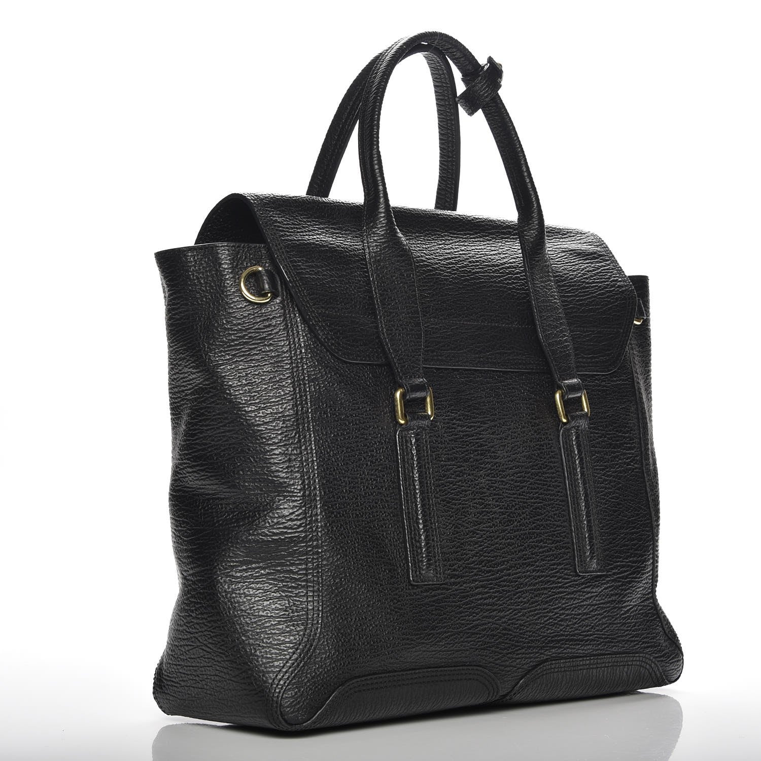 3.1 Phillip Lim 3.1 Textured Calfskin Large Pashli Satchel Black 3 of 7