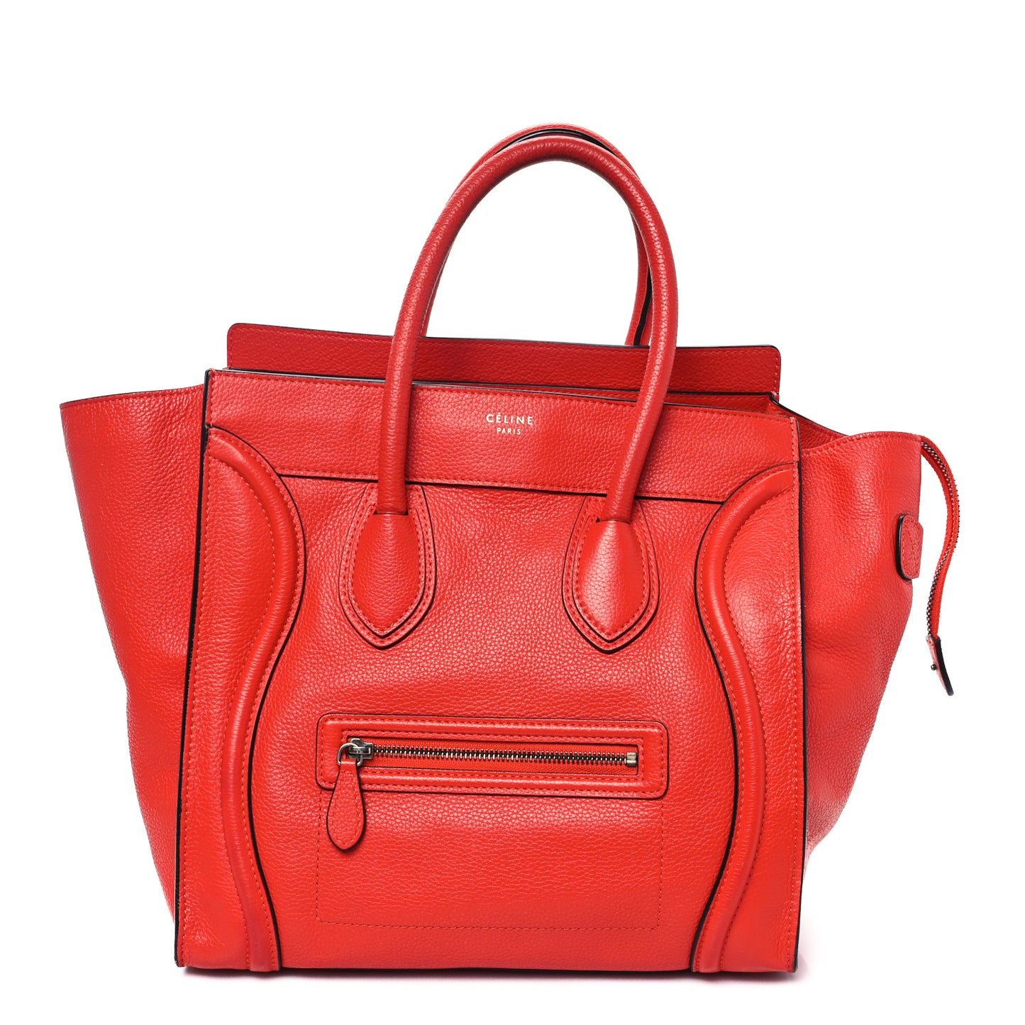Drummed Calfskin Mini Luggage Coquelicot