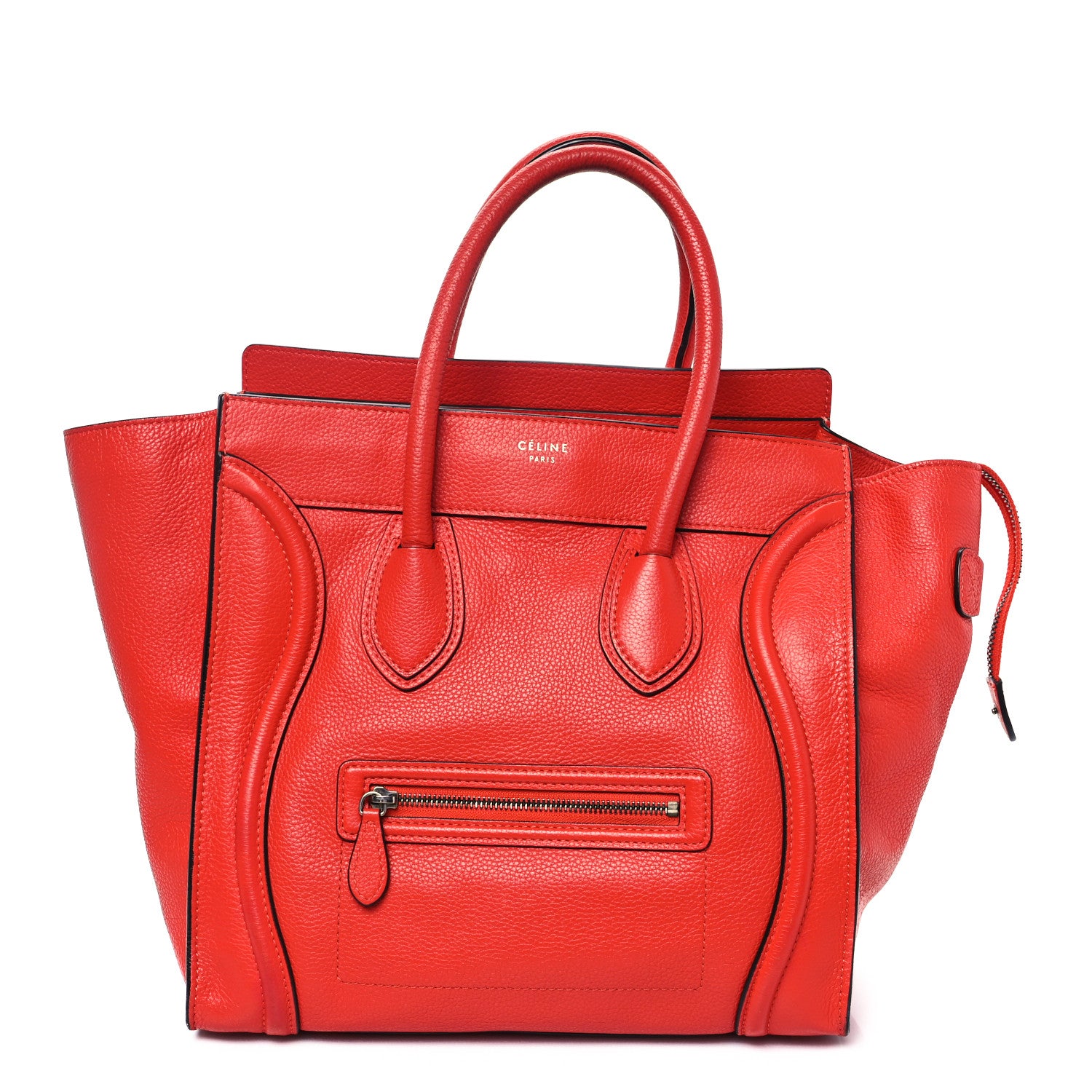 Celine Drummed Calfskin Mini Luggage Coquelicot 1 of 14
