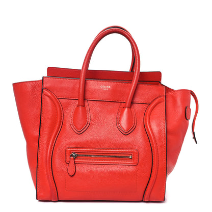Celine Drummed Calfskin Mini Luggage Coquelicot 1 of 14
