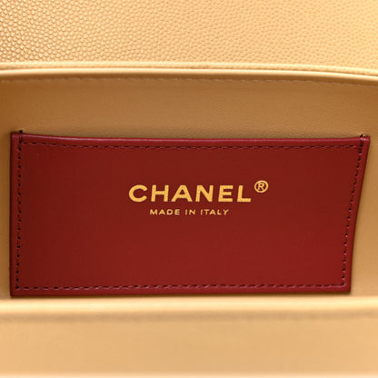 Chanel Shiny Caviar Preppy Coco Small Bowling Bag Dark Beige 6 of 10