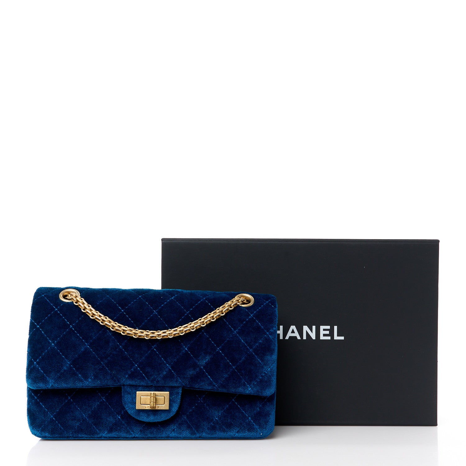 Chanel Velvet Quilted 2.55 Reissue 225 Flap Blue 11 of 11