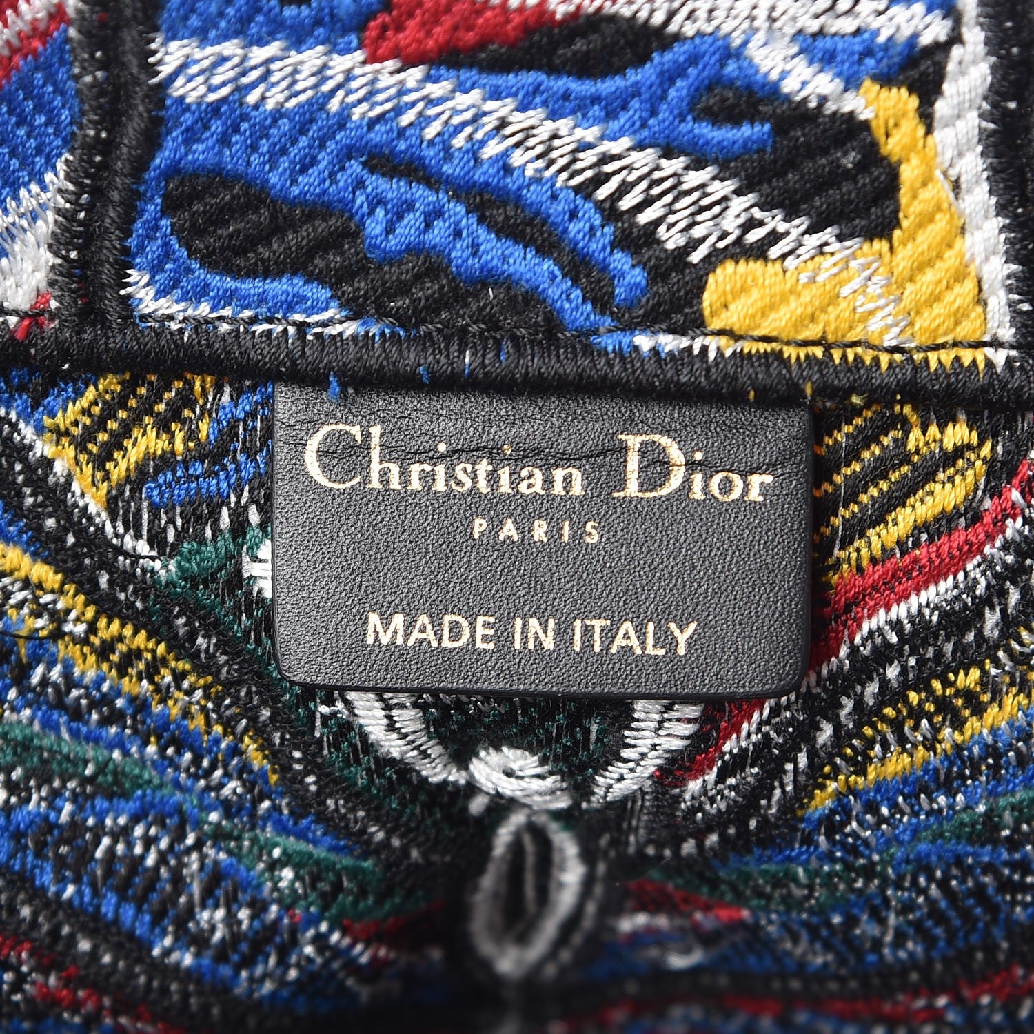Christian Dior Canvas Embroidered Butterfly Book Tote Black Multicolor 6 of 9