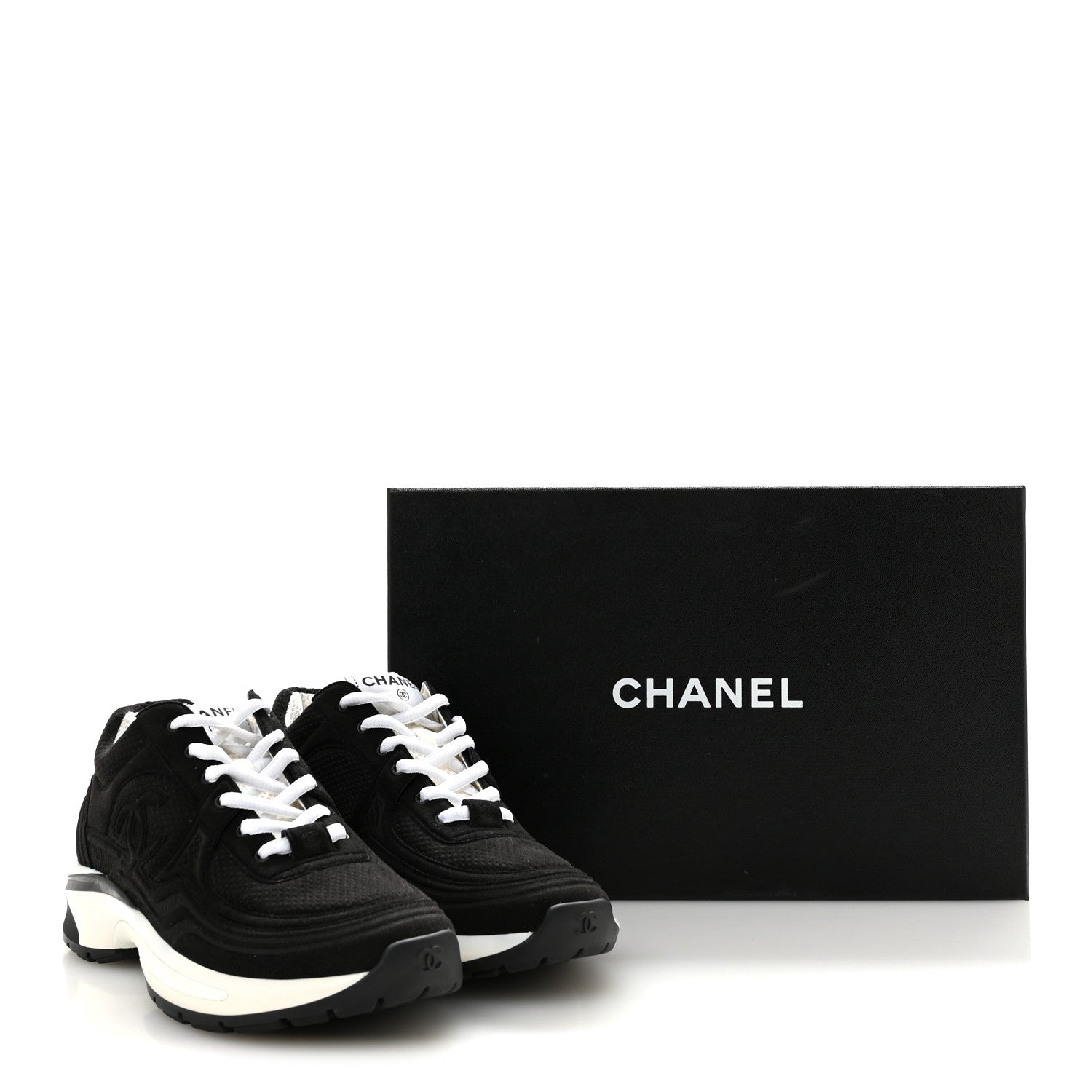 Chanel Fabric CC Womens Sneakers 37 Black 10 of 10