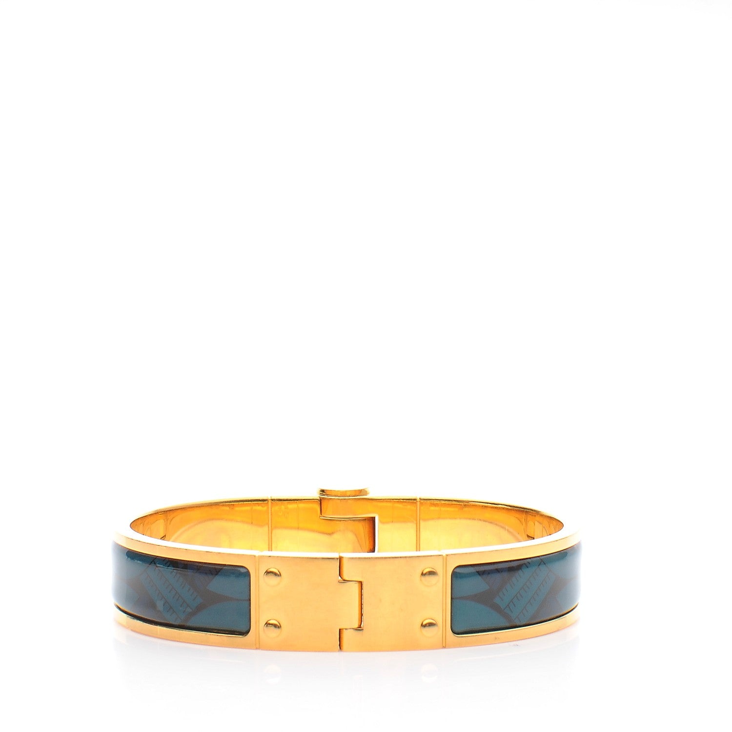 Hermes Enamel Printed Narrow Hinged Bracelet S 3 of 8