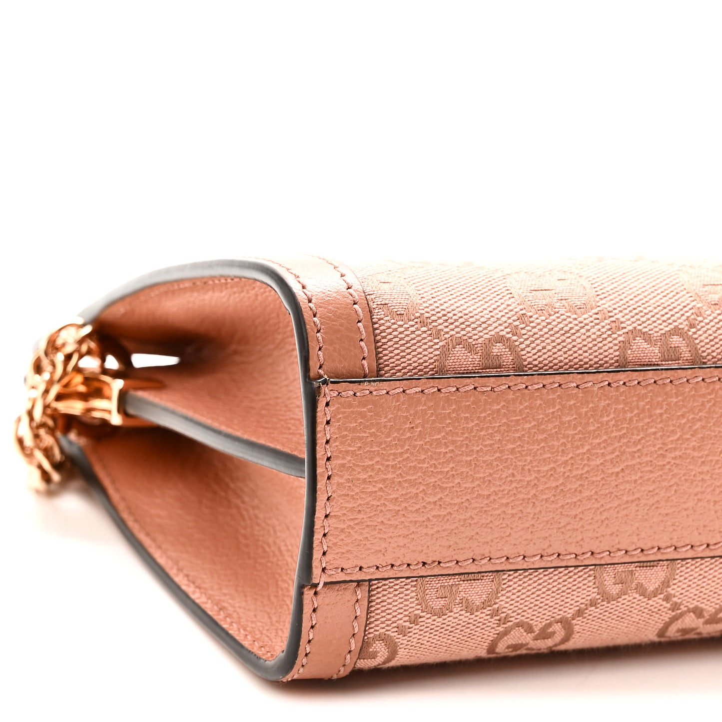 Monogram Textured Dollar Calfskin Small Ophidia Chain Shoulder Bag Cloche Rose Pink