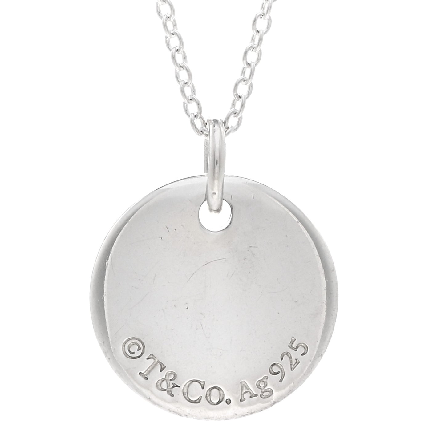 Sterling Silver Letter L Disc Pendant Necklace