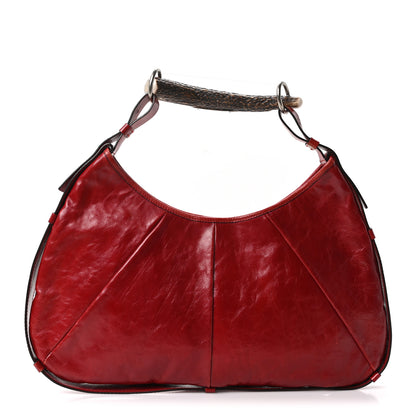Saint Laurent Calfskin Buffalo Horn Mombasa Hobo Red 1 of 10