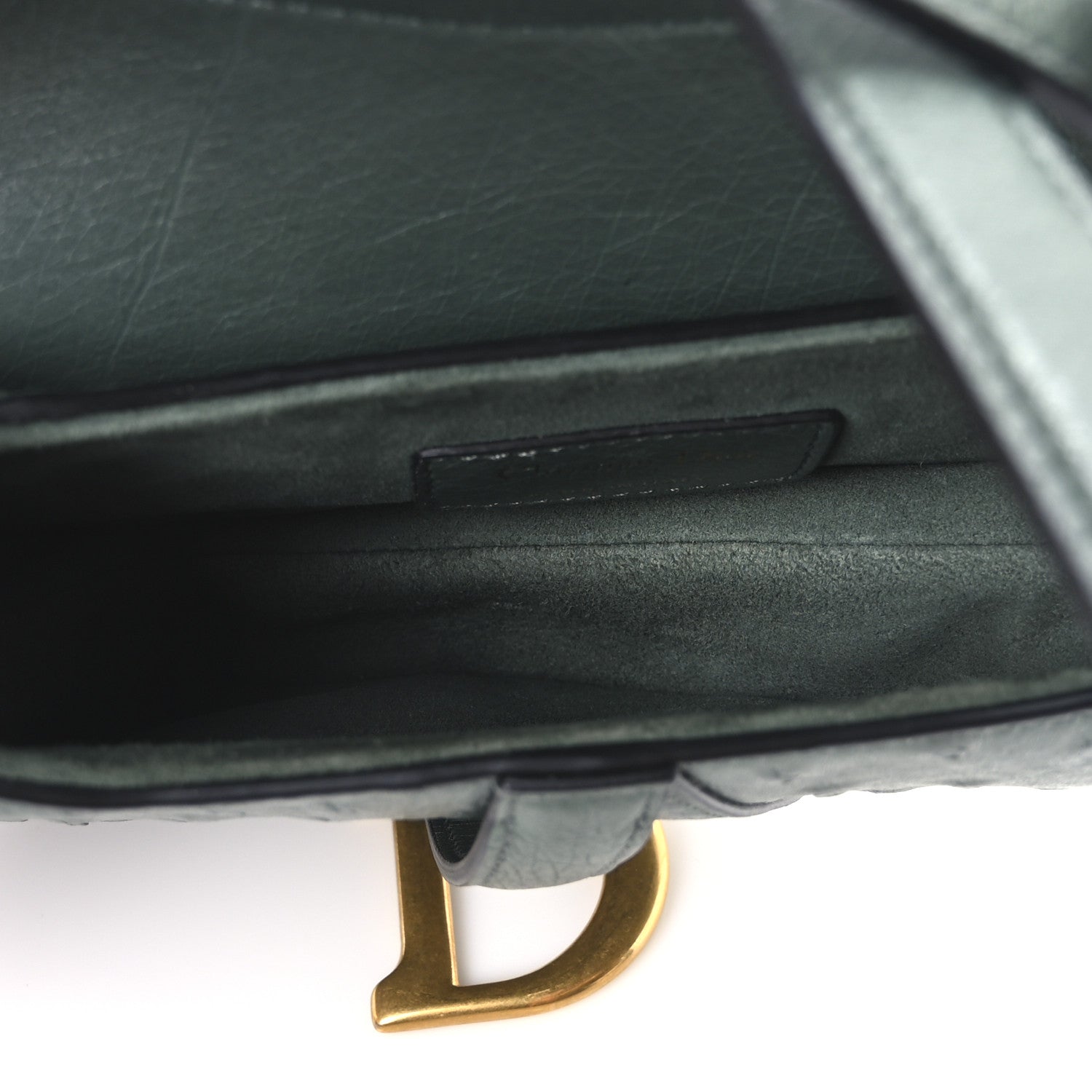 Christian Dior Ostrich Mini Saddle Bag Green 5 of 9